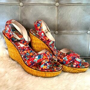Marc Jacobs Wedge Sandals Floral Wicker 2005 Women’s Sz 41 10